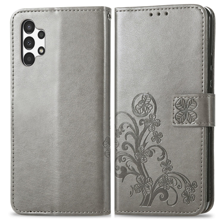 For Samsung Galaxy A13 4G Four-leaf Clasp Embossed Buckle Leather Phone Case