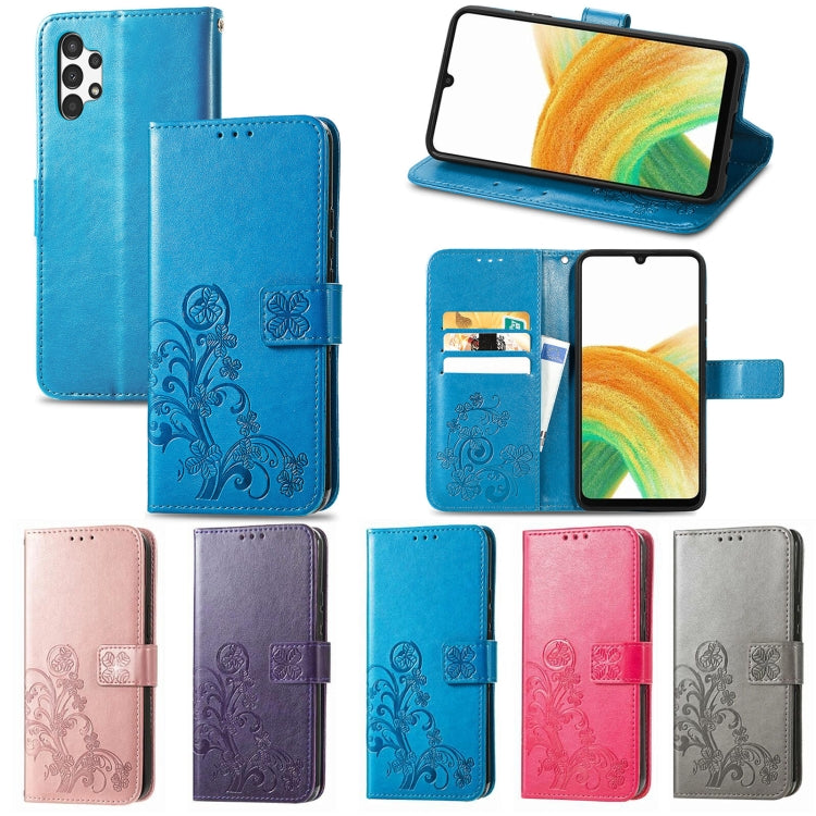For Samsung Galaxy A13 4G Four-leaf Clasp Embossed Buckle Leather Phone Case