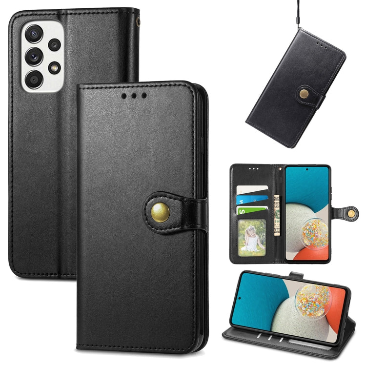 For Samsung Galaxy A73 5G Solid Color Leather Buckle Phone Case