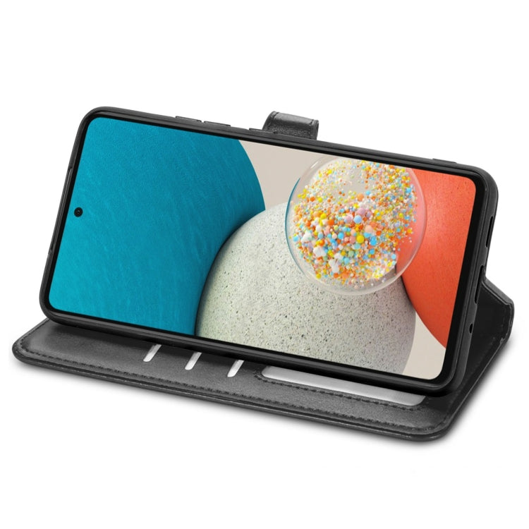 For Samsung Galaxy A73 5G Solid Color Leather Buckle Phone Case
