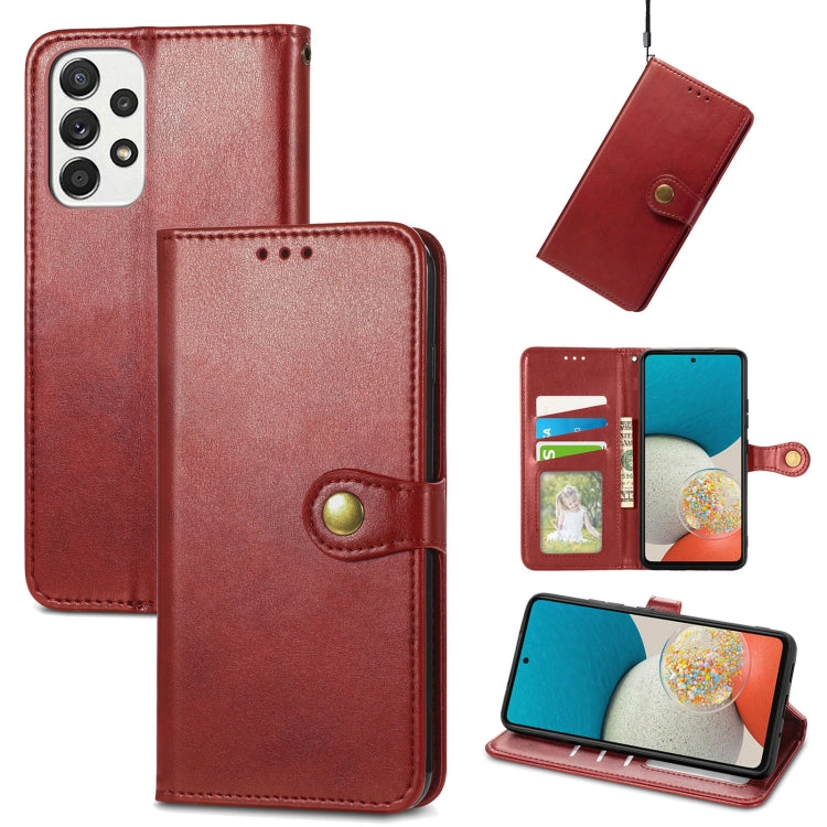 For Samsung Galaxy A73 5G Solid Color Leather Buckle Phone Case
