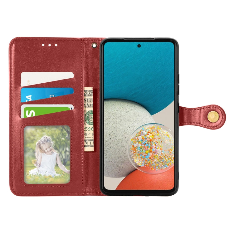 For Samsung Galaxy A73 5G Solid Color Leather Buckle Phone Case