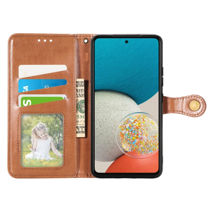 For Samsung Galaxy A73 5G Solid Color Leather Buckle Phone Case