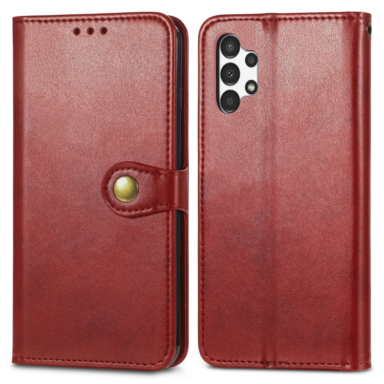 For Samsung Galaxy A13 4G Solid Color Leather Buckle Phone Case