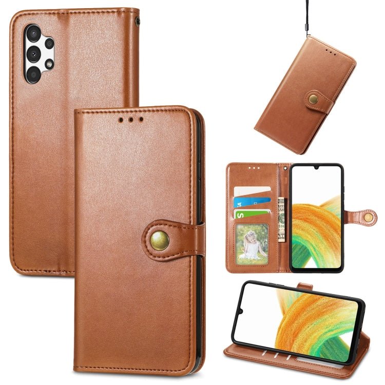 For Samsung Galaxy A13 4G Solid Color Leather Buckle Phone Case