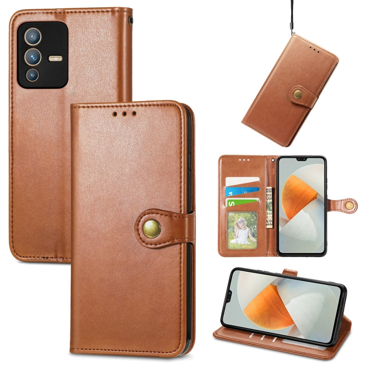 For vivo S12 Solid Color Leather Buckle Phone Case