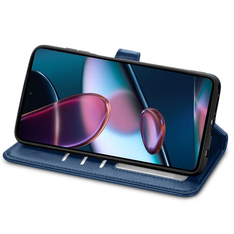 For Motorola Edge X30 Solid Color Leather Buckle Phone Case