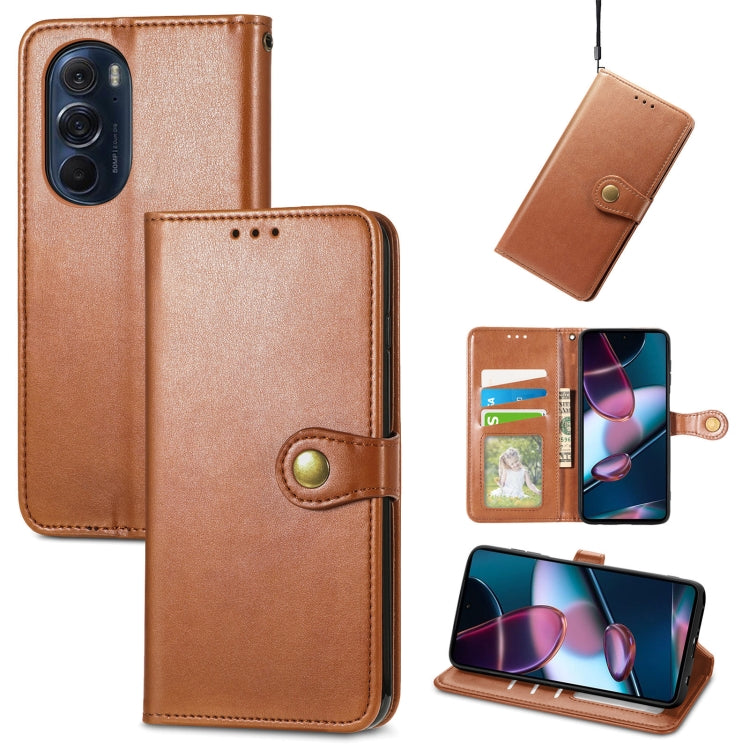 For Motorola Edge X30 Solid Color Leather Buckle Phone Case