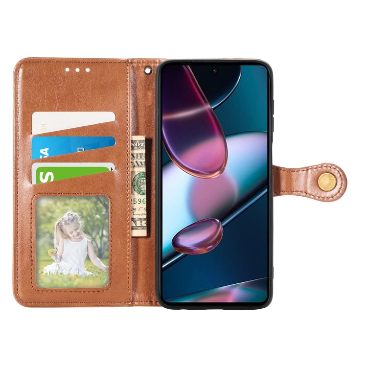 For Motorola Edge X30 Solid Color Leather Buckle Phone Case