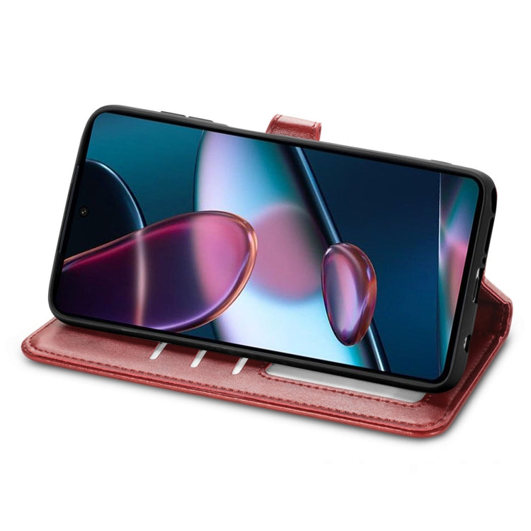 For Motorola Edge X30 Solid Color Leather Buckle Phone Case