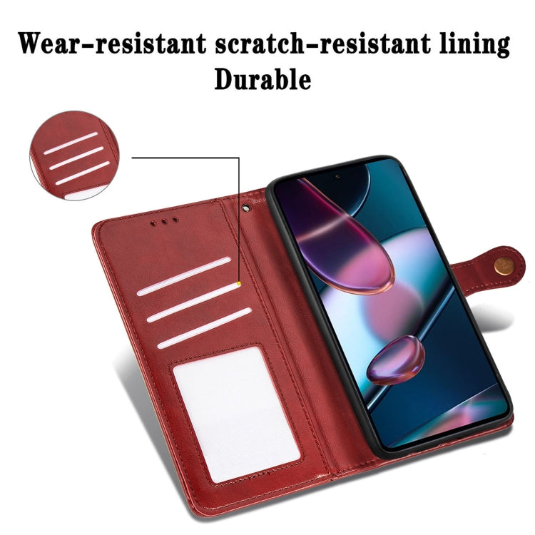 For Motorola Edge X30 Solid Color Leather Buckle Phone Case