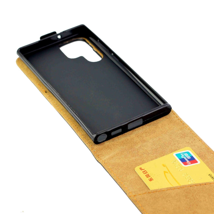 For Samsung Galaxy S22 Ultra 5G Vertical Flip Leather Phone Case with Card Slot(Black)