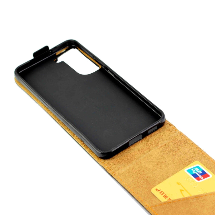 For Samsung Galaxy S22+ 5G Vertical Flip Leather Phone Case with Card Slot(Black)