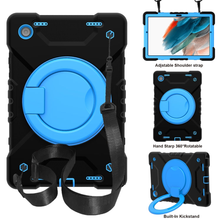 For Samsung Galaxy Tab A8 10.5 2021 X200 / X205 360 Rotation PC+Silicone Tablet Case with Shoulder Strap