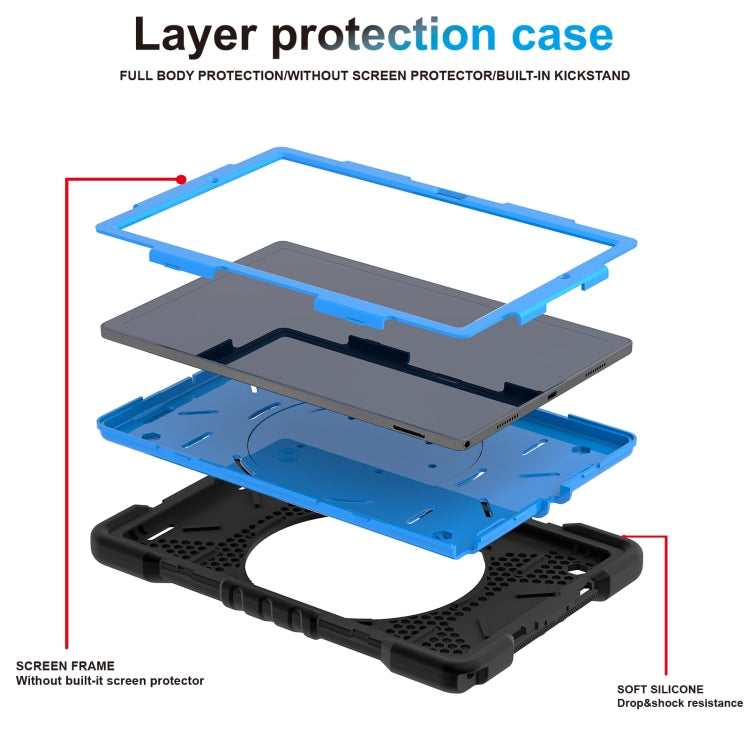 For Samsung Galaxy Tab A8 10.5 2021 X200 / X205 360 Rotation PC+Silicone Tablet Case with Shoulder Strap