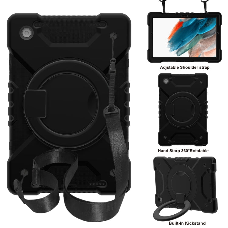 For Samsung Galaxy Tab A8 10.5 2021 X200 / X205 360 Rotation PC+Silicone Tablet Case with Shoulder Strap