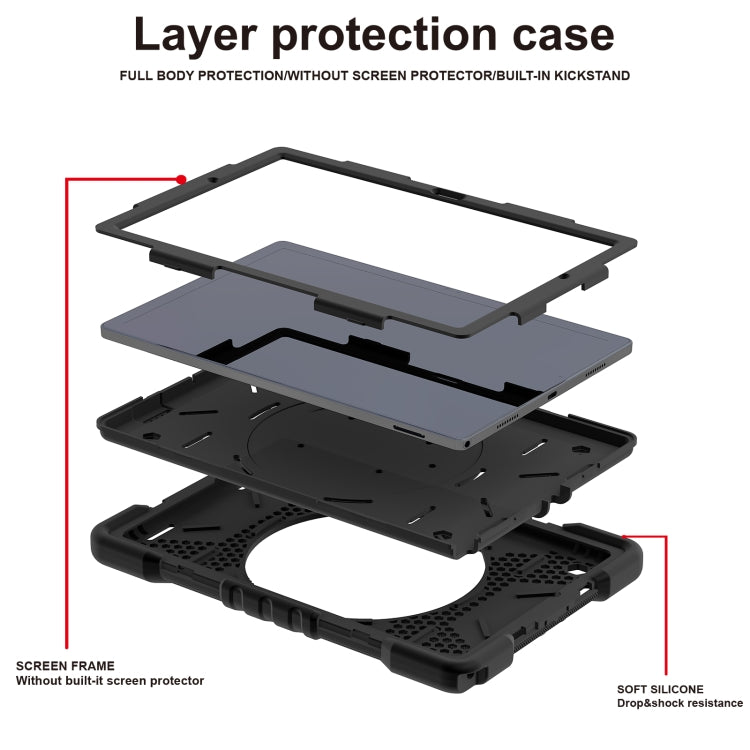 For Samsung Galaxy Tab A8 10.5 2021 X200 / X205 360 Rotation PC+Silicone Tablet Case with Shoulder Strap