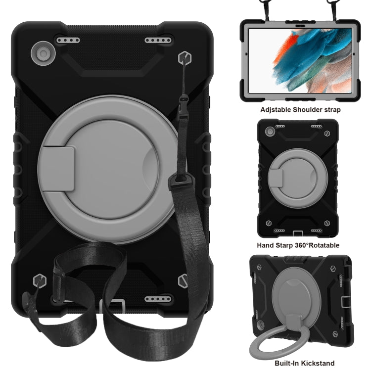 For Samsung Galaxy Tab A8 10.5 2021 X200 / X205 360 Rotation PC+Silicone Tablet Case with Shoulder Strap