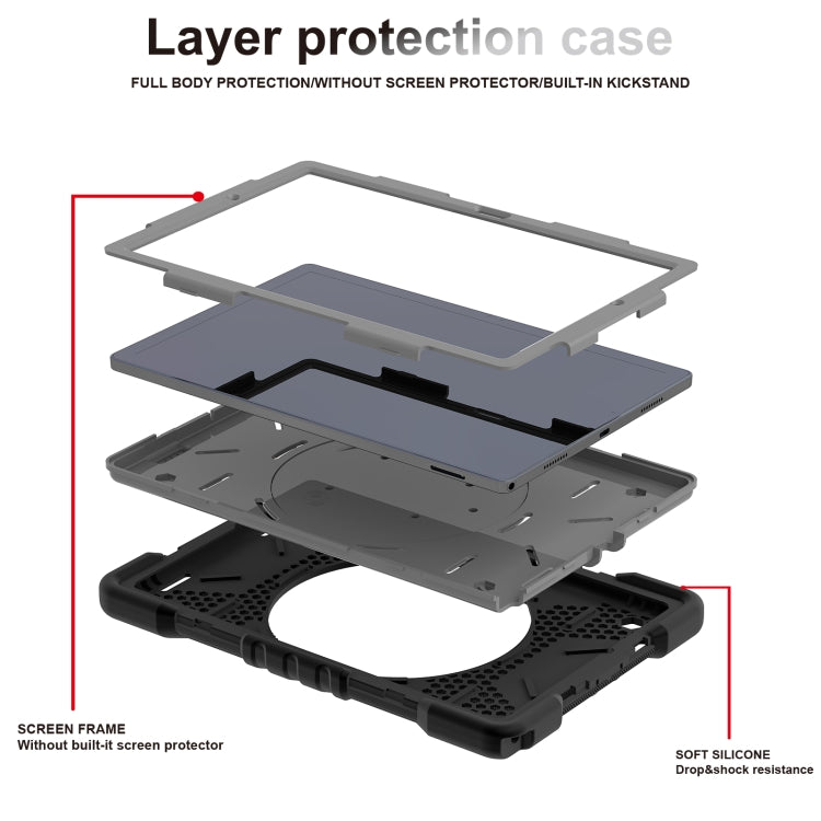 For Samsung Galaxy Tab A8 10.5 2021 X200 / X205 360 Rotation PC+Silicone Tablet Case with Shoulder Strap