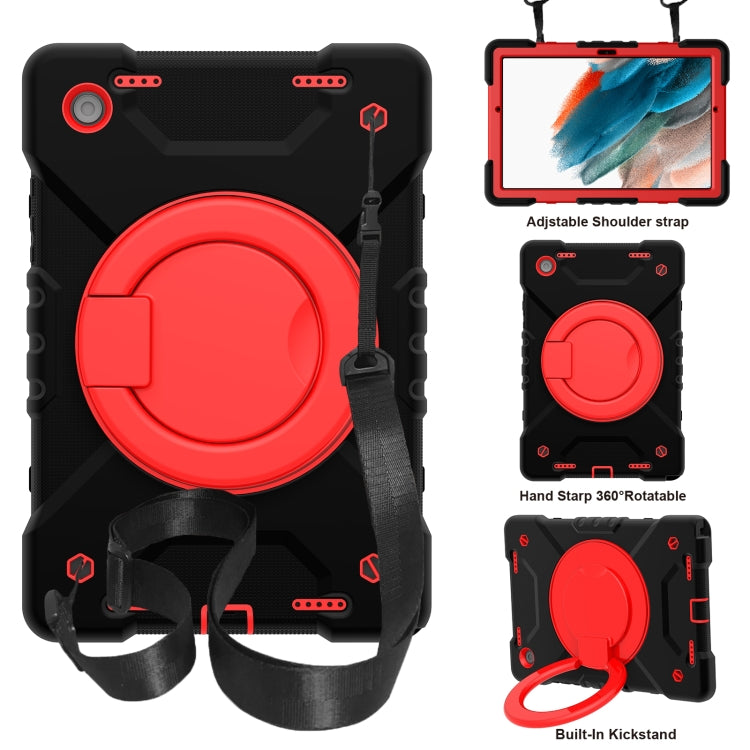 For Samsung Galaxy Tab A8 10.5 2021 X200 / X205 360 Rotation PC+Silicone Tablet Case with Shoulder Strap