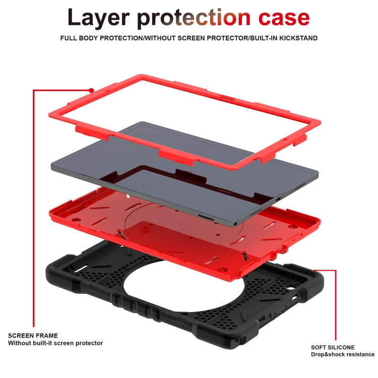 For Samsung Galaxy Tab A8 10.5 2021 X200 / X205 360 Rotation PC+Silicone Tablet Case with Shoulder Strap