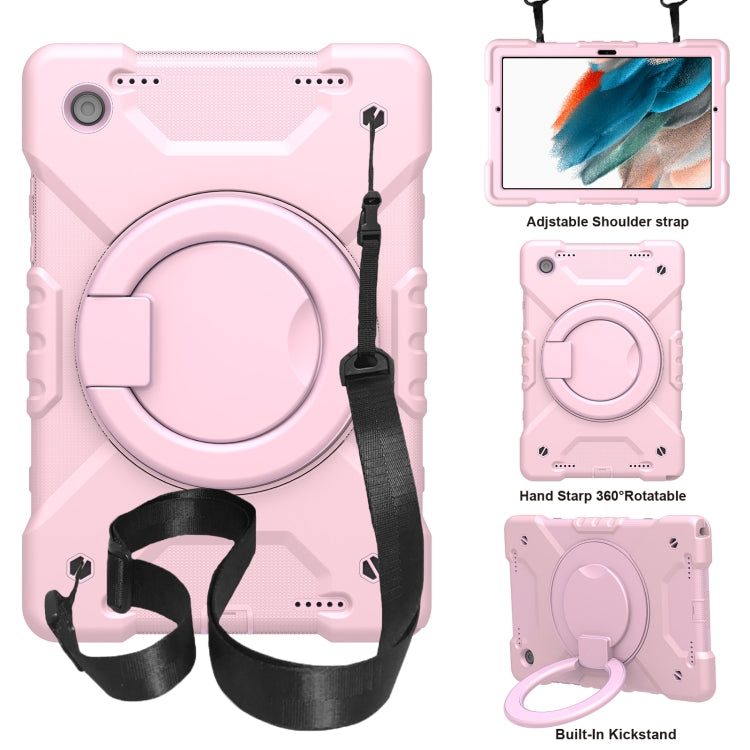 For Samsung Galaxy Tab A8 10.5 2021 X200 / X205 360 Rotation PC+Silicone Tablet Case with Shoulder Strap
