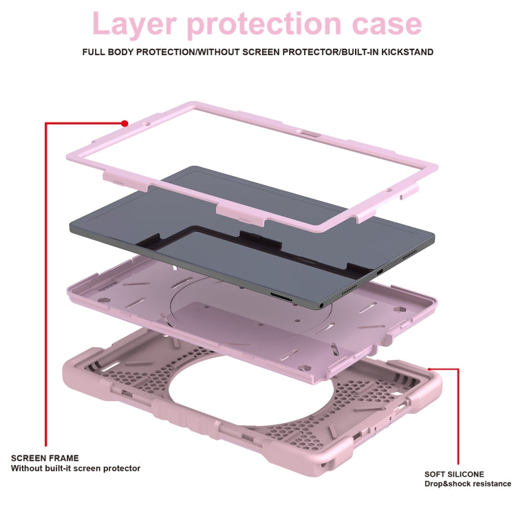 For Samsung Galaxy Tab A8 10.5 2021 X200 / X205 360 Rotation PC+Silicone Tablet Case with Shoulder Strap