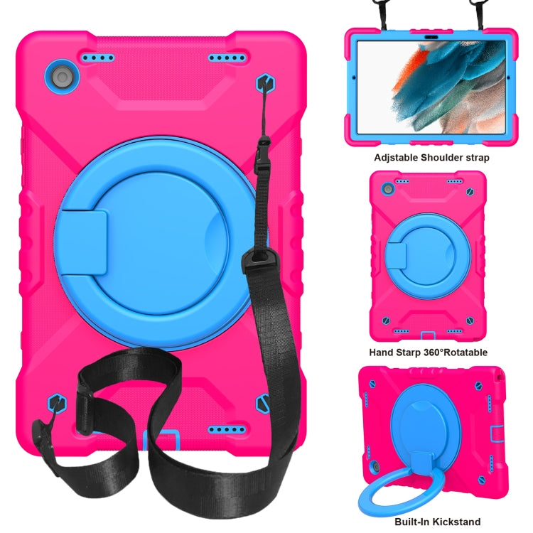 For Samsung Galaxy Tab A8 10.5 2021 X200 / X205 360 Rotation PC+Silicone Tablet Case with Shoulder Strap