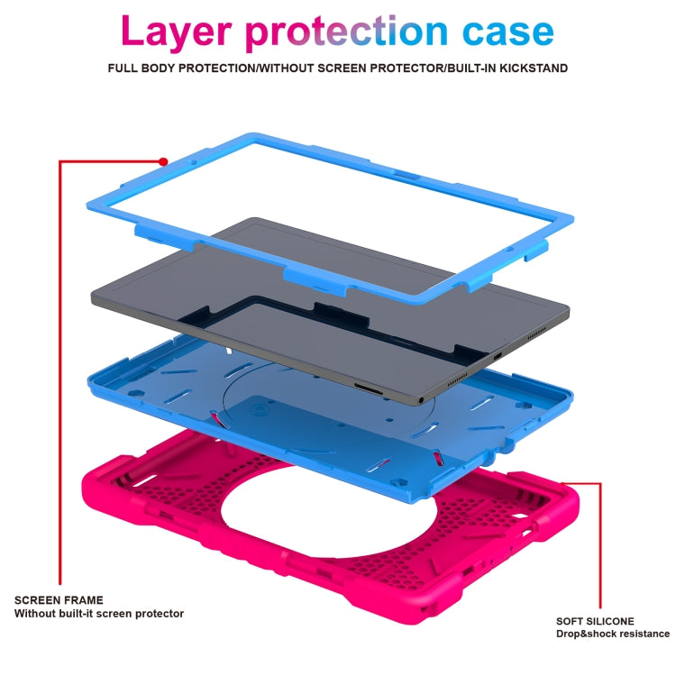 For Samsung Galaxy Tab A8 10.5 2021 X200 / X205 360 Rotation PC+Silicone Tablet Case with Shoulder Strap