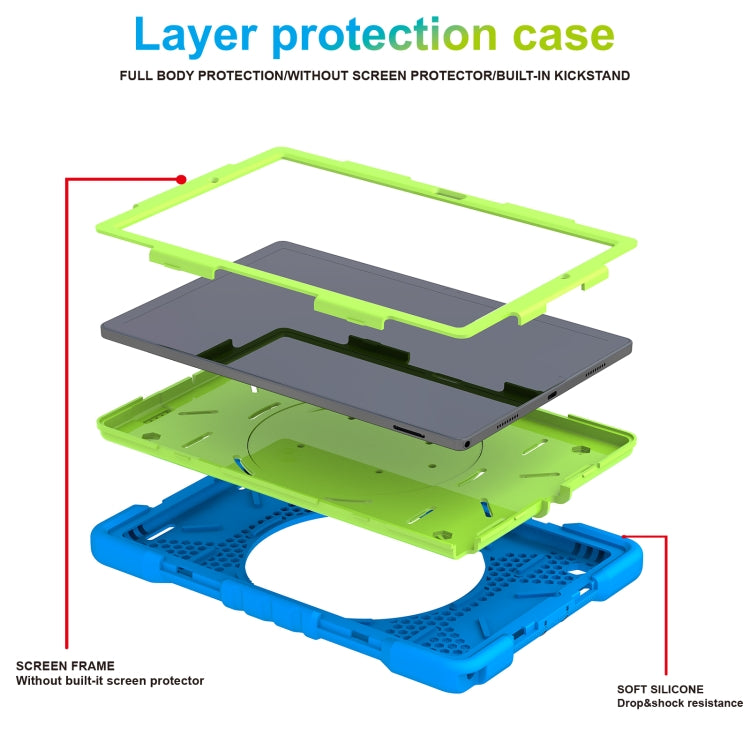 For Samsung Galaxy Tab A8 10.5 2021 X200 / X205 360 Rotation PC+Silicone Tablet Case with Shoulder Strap