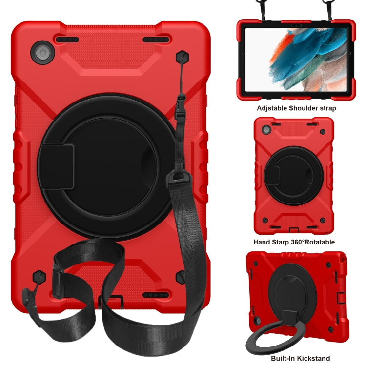 For Samsung Galaxy Tab A8 10.5 2021 X200 / X205 360 Rotation PC+Silicone Tablet Case with Shoulder Strap