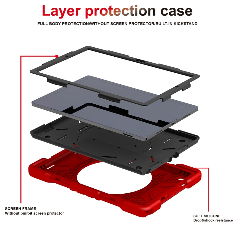 For Samsung Galaxy Tab A8 10.5 2021 X200 / X205 360 Rotation PC+Silicone Tablet Case with Shoulder Strap