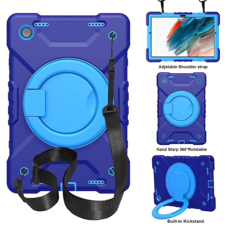 For Samsung Galaxy Tab A8 10.5 2021 X200 / X205 360 Rotation PC+Silicone Tablet Case with Shoulder Strap