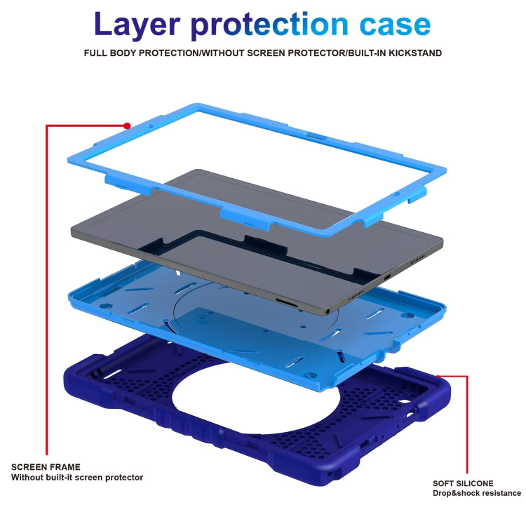 For Samsung Galaxy Tab A8 10.5 2021 X200 / X205 360 Rotation PC+Silicone Tablet Case with Shoulder Strap
