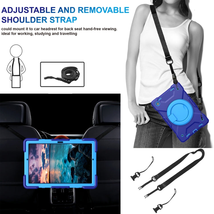 For Samsung Galaxy Tab A8 10.5 2021 X200 / X205 360 Rotation PC+Silicone Tablet Case with Shoulder Strap