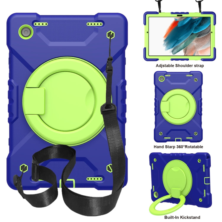 For Samsung Galaxy Tab A8 10.5 2021 X200 / X205 360 Rotation PC+Silicone Tablet Case with Shoulder Strap
