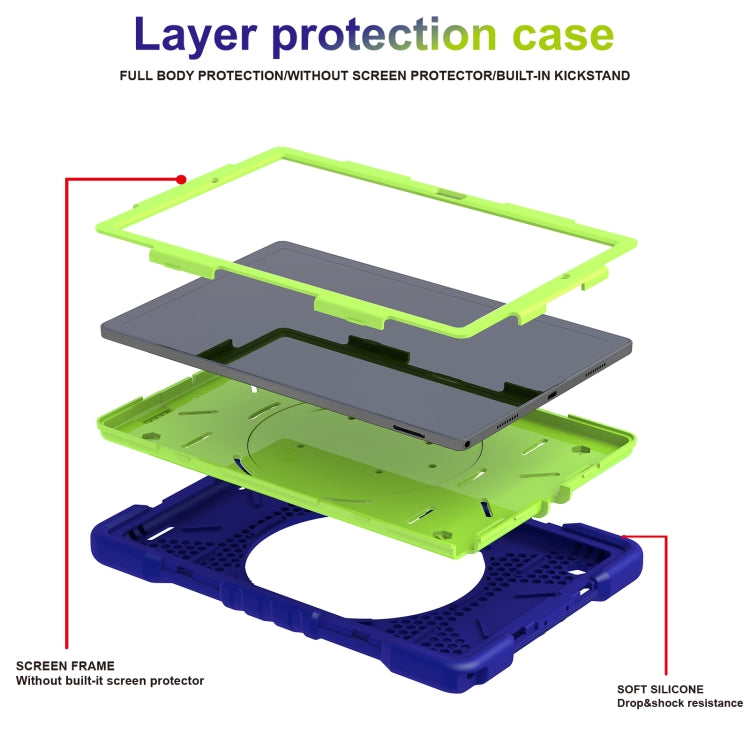 For Samsung Galaxy Tab A8 10.5 2021 X200 / X205 360 Rotation PC+Silicone Tablet Case with Shoulder Strap