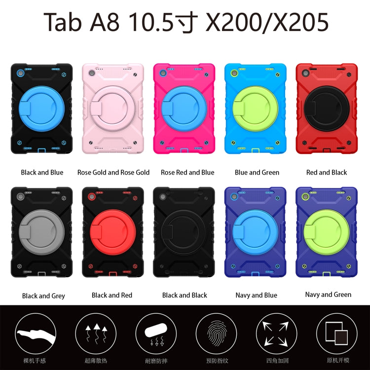 For Samsung Galaxy Tab A8 10.5 2021 X200 / X205 360 Rotation PC+Silicone Tablet Case with Shoulder Strap