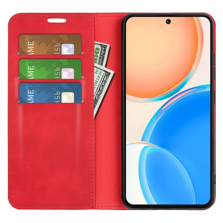 For Honor X8 Retro-skin Magnetic Suction Leather Phone Case