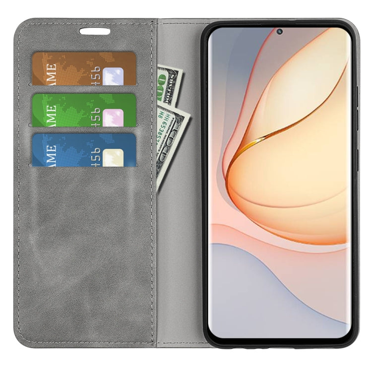 For ZTE Blade Z40 Pro Retro-skin Magnetic Suction Leather Phone Case