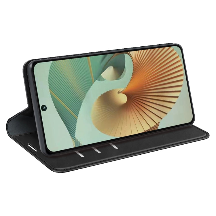 For ZTE Blade V40 Retro-skin Magnetic Suction Leather Phone Case