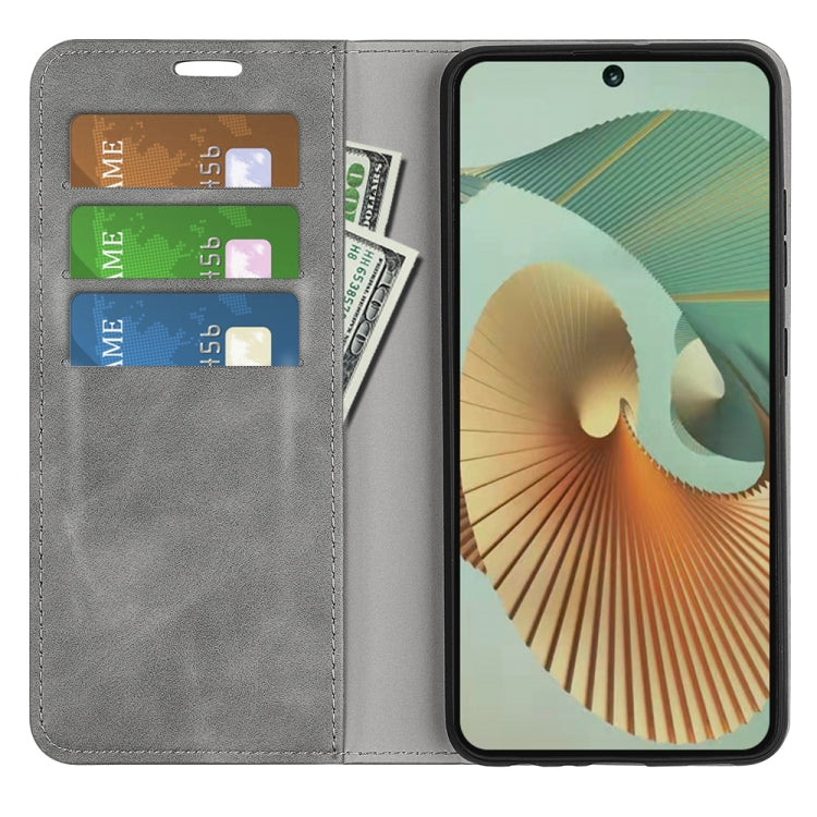 For ZTE Blade V40 Retro-skin Magnetic Suction Leather Phone Case