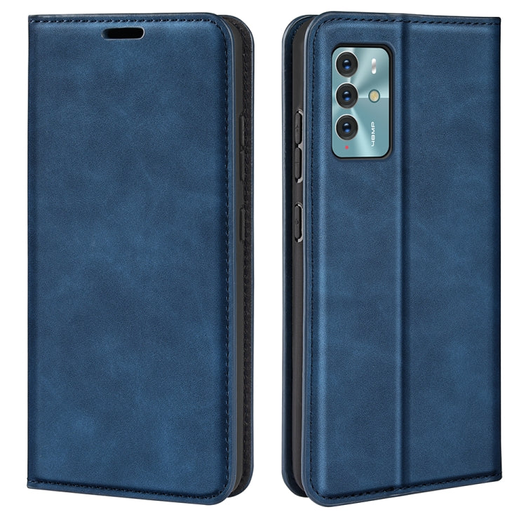 For ZTE Blade V40 Retro-skin Magnetic Suction Leather Phone Case