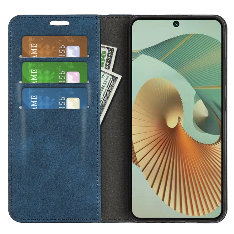 For ZTE Blade V40 Retro-skin Magnetic Suction Leather Phone Case