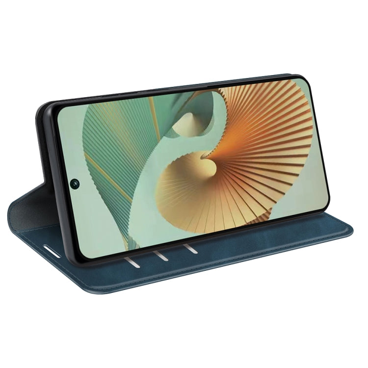 For ZTE Blade V40 Retro-skin Magnetic Suction Leather Phone Case