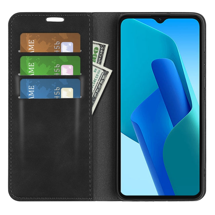 For OPPO A16E Retro-skin Magnetic Suction Leather Phone Case