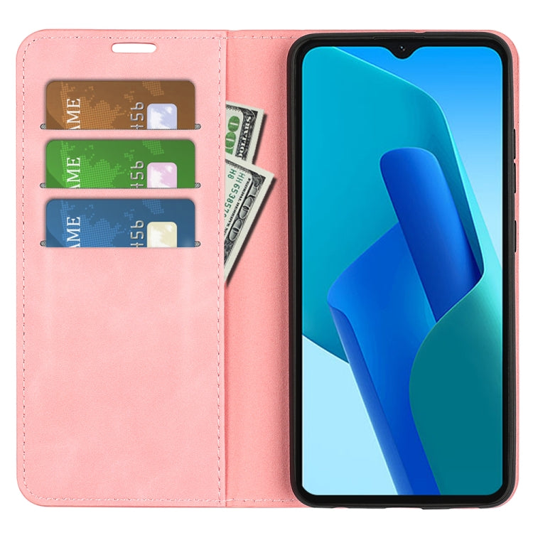 For OPPO A16E Retro-skin Magnetic Suction Leather Phone Case