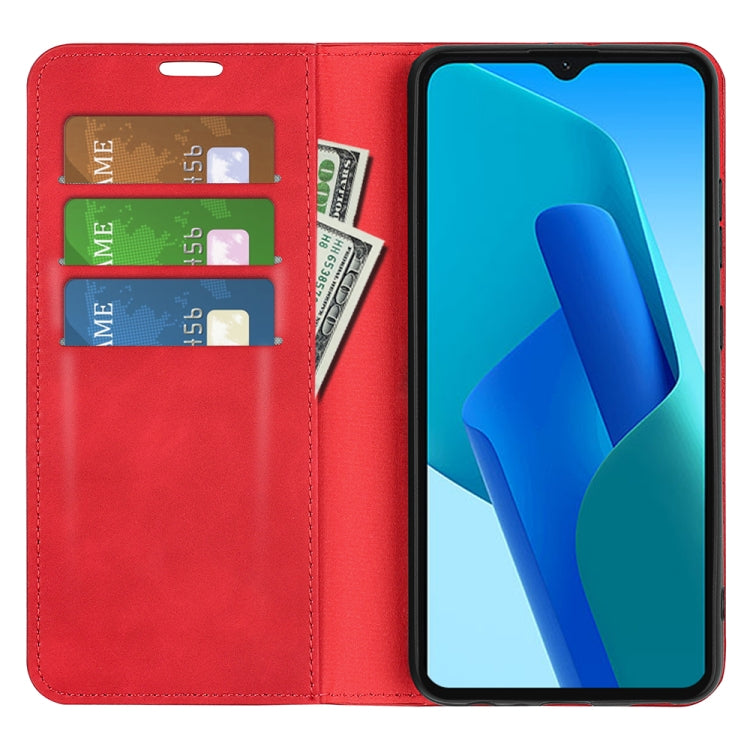 For OPPO A16E Retro-skin Magnetic Suction Leather Phone Case