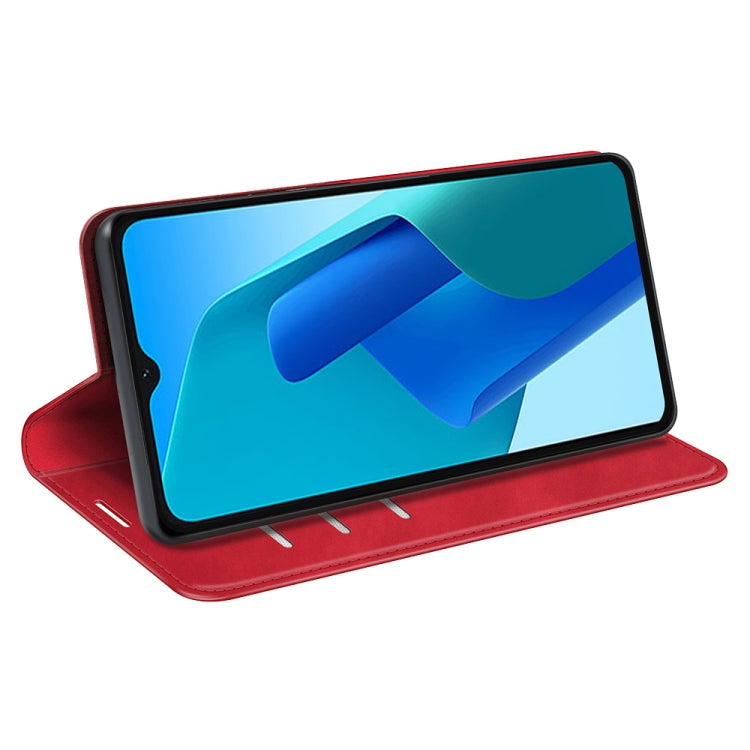 For OPPO A16E Retro-skin Magnetic Suction Leather Phone Case