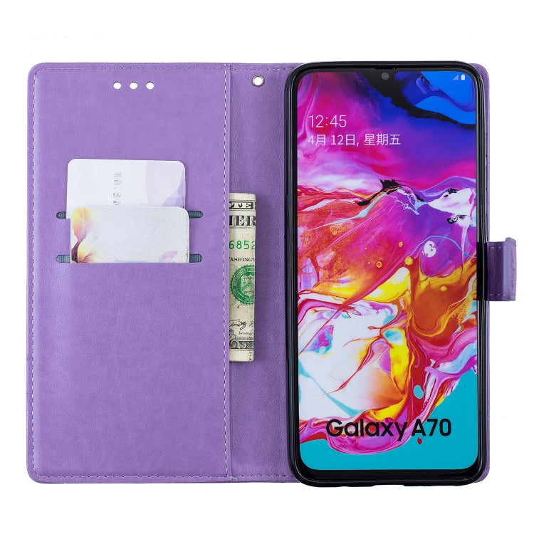 Diamond Encrusted Butterflies Love Flowers Pattern Horizontal Flip Leather Case for Galaxy A70 , with Holder & Card Slots & Wallet & Lanyard